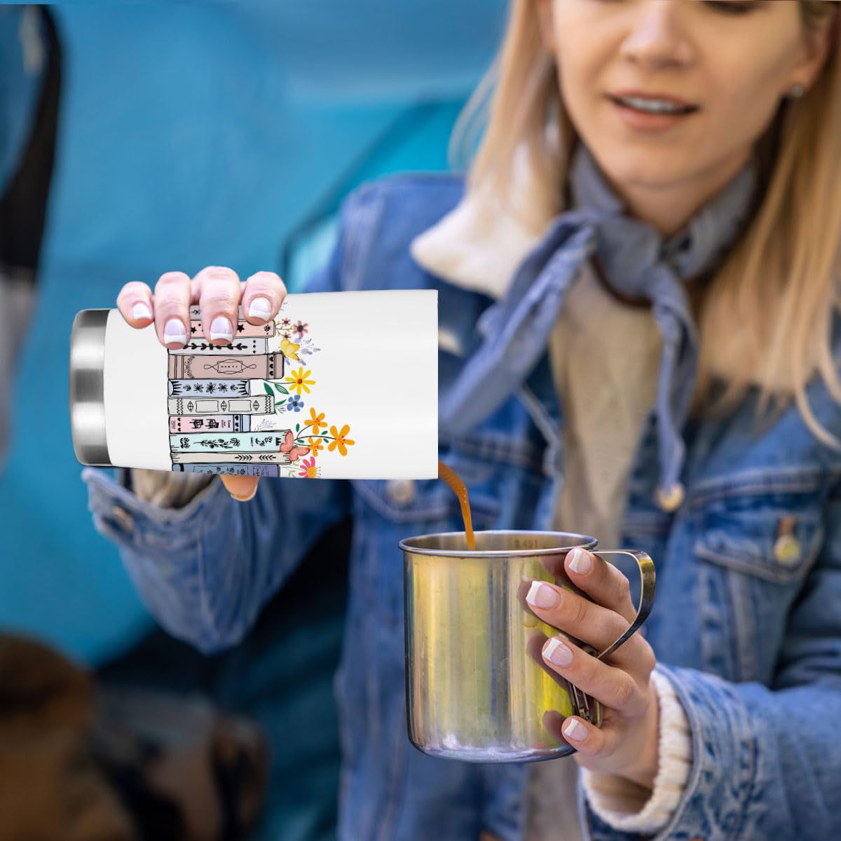 Book Lovers Gifts, Tumbler, Cute Stainless Steel Coffee Mug with Lid, 20 oz Insulated Thermal Cup Birthday Christmas Halloween Reading Book Accessories, Librarian Gifts for Women Daughter Wife