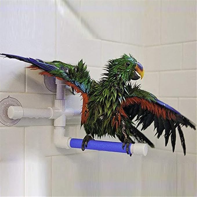 Litewoo Bird Shower Perch with Suction Cup Parrot Window Wall Stand Bath Toys (1 Sticks)