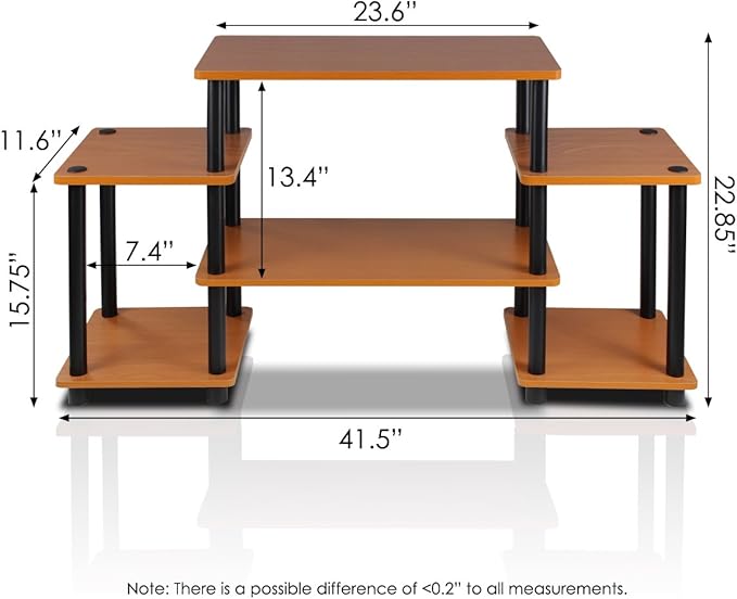 Furinno No Tools Tube Entertainment Center, Light Cherry/Black, Square Corner