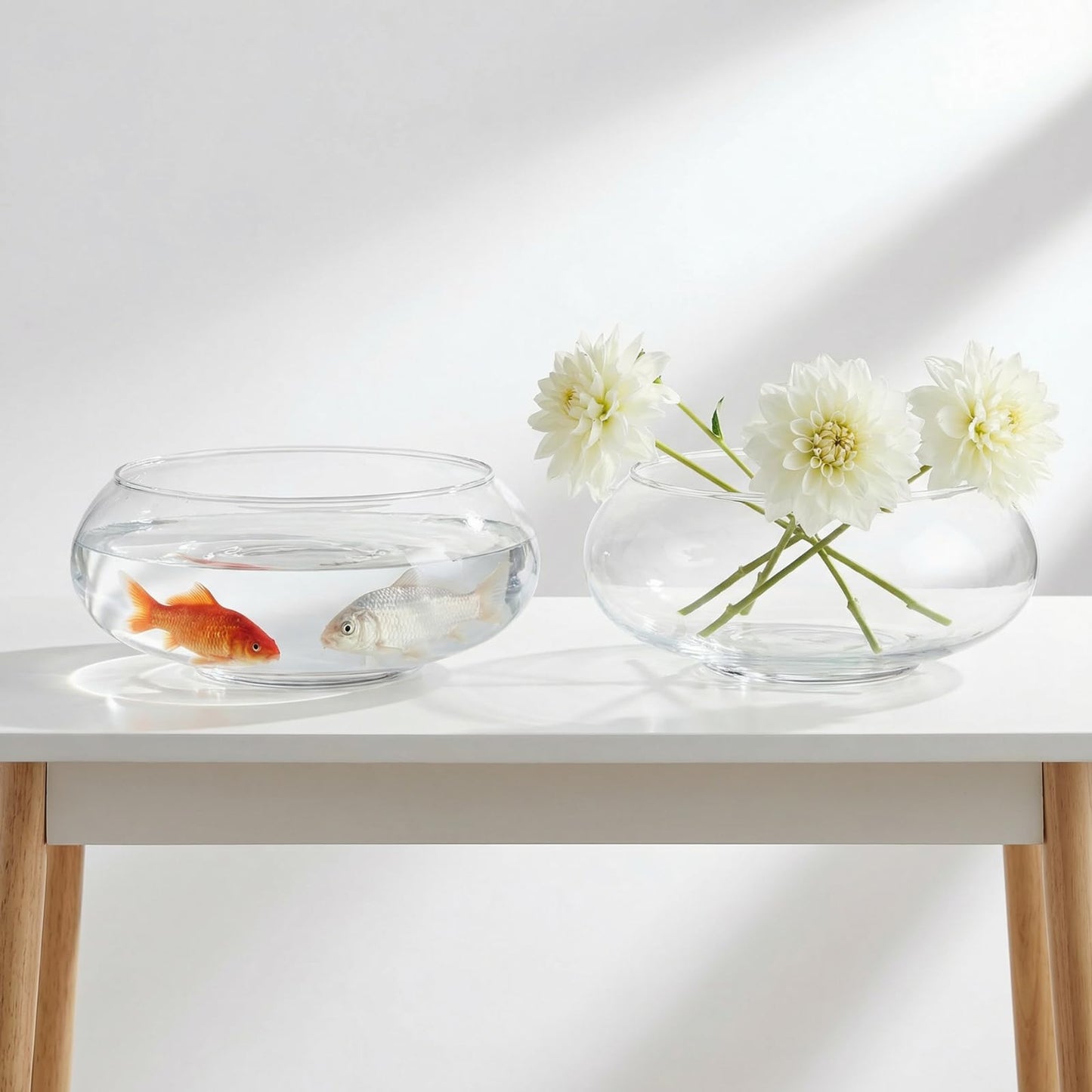 ZENFUN 2 Pack Glass Vase Bowl, 6"/ 8" Wide Mouth Flower Vase Round Terrarium, Glass Hydroponic Planter Floral Container Clear Fish Bowl for Table Centerpiece, Wedding Event, Home Decoration