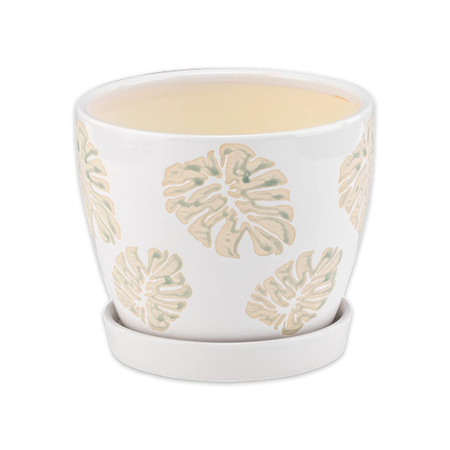 Napco Imports 6" Mint/White Monstera Pot