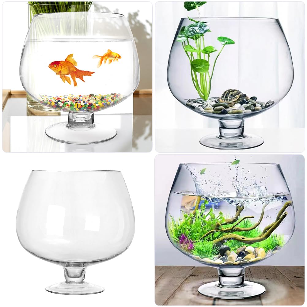 BESPORTBLE Glass Fish Bowl Vase - Clear Bubble Planter Terrarium Fish Bowl Wine Goblet Shaped Vase Transparent Hydroponic Bulb Floral Container