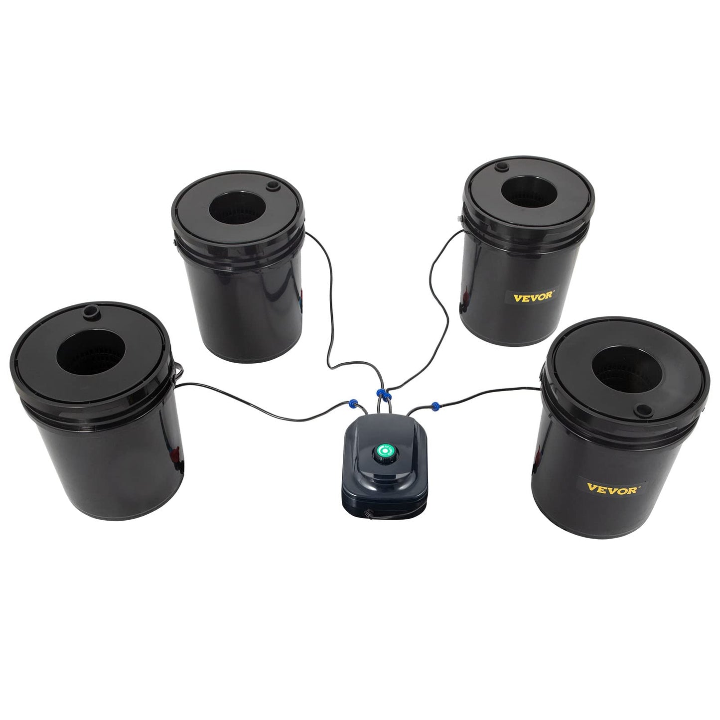 VEVOR DWC Hydroponic System, 5 Gallon 4 Buckets, Deep Water Culture Growing Bucket, Hydroponics Grow Kit with Pump, Air Stone and Water Level Device, for Indoor/Outdoor Leafy Vegetables