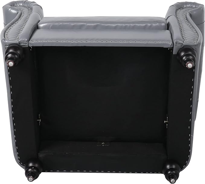 LEVNARY Leather Upholstered Armchair, Mid-Century Modern Single Sofa Chair