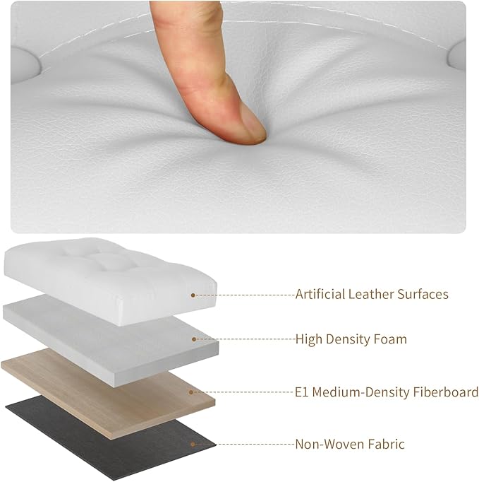 BelugaHelper Ottoman with Storage. Leather Foldable Ottomans with Thick Foam