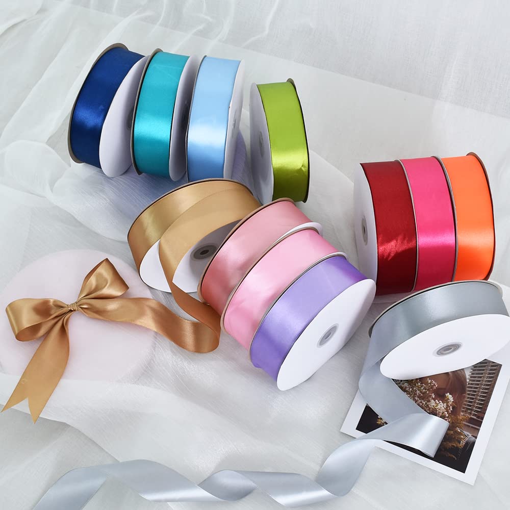 TONIFUL 1-1/2 Inch (40mm) x 100 Yards Black Wide Satin Ribbon Solid Fabric Ribbon for Gift Wrapping Chair Sash Valentine's Day Wedding Birthday Party Decoration Halloween Craft Sewing