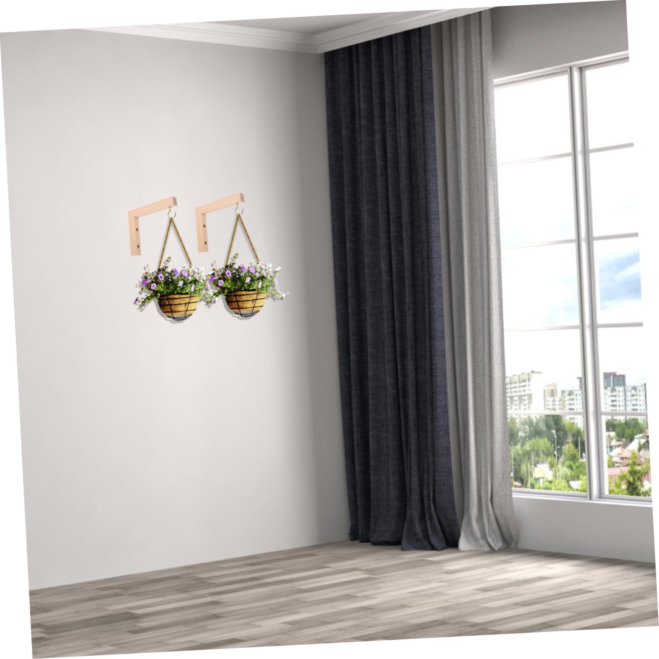 Happyyami 2pcs Wooden Wall Mount Plant Hangers Flowerpot Hanging Hooks for Outdoor Hanging Baskets Bird Feeders Wind Chimes Patio Garden