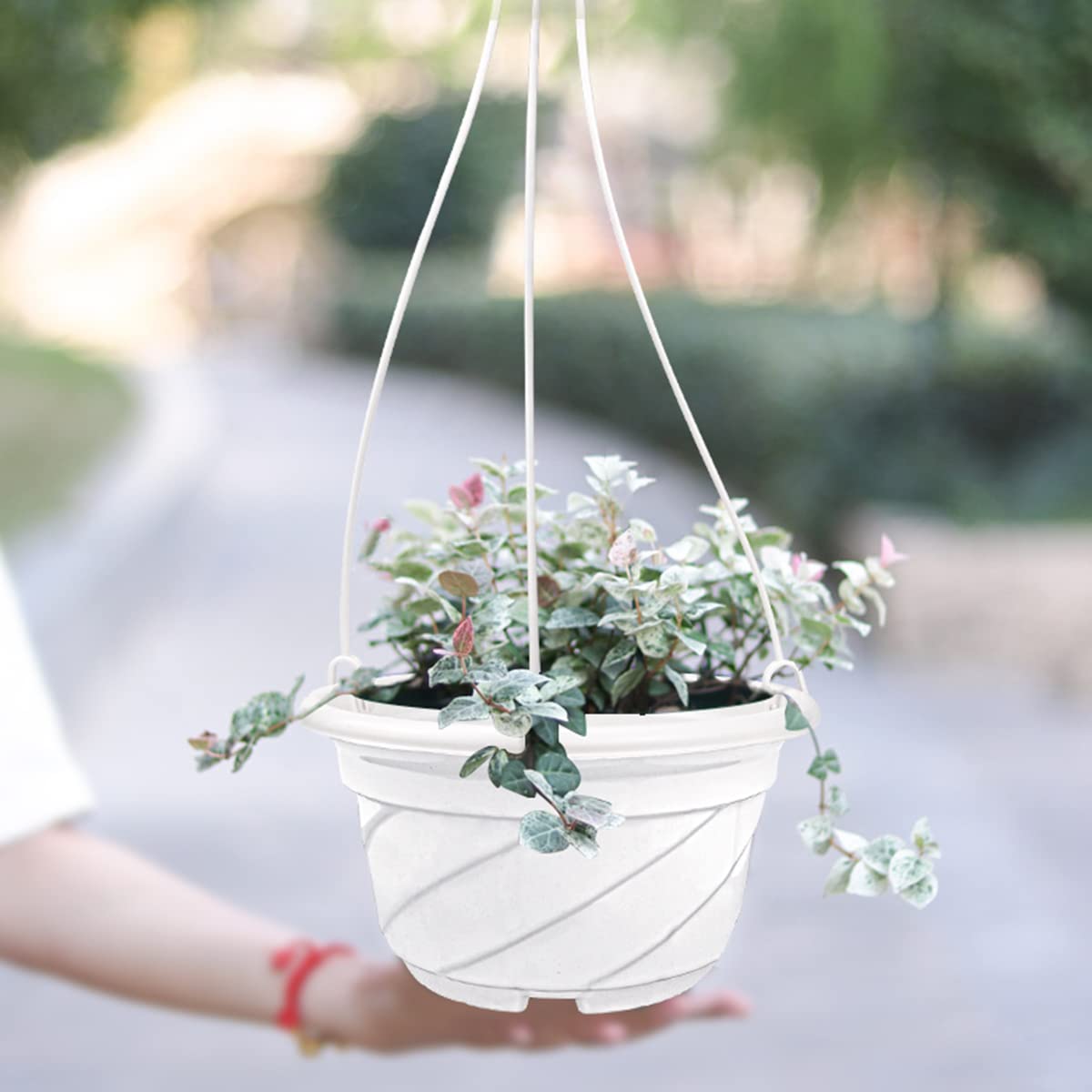 LNQ LUNIQI 10 Pcs Hanging Plastic Flower Pots Planter Basket Orchid Flower Plant Seeding Nursery Pot for Outdoor Indoor Plants and Home Garden Balcony Decoration (White)