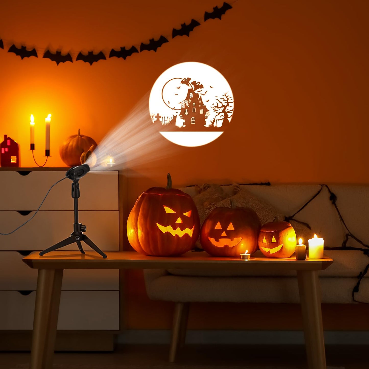 Relaxweex Halloween Outdoor Projector Light Decoration with 3 Film, Halloween Slides Holiday LED Projector Light Outdoor Waterproof Landscape Decorative Rotation Lighting Movement Projection Lamp