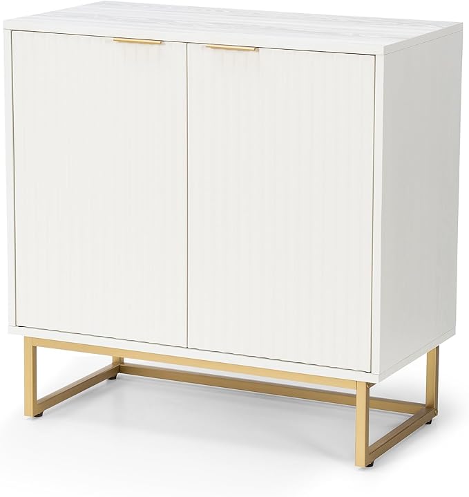 EYYTHUNG Fluted Storage Cabinets Set of 3, Sideboard Buffet Cabinet Modern