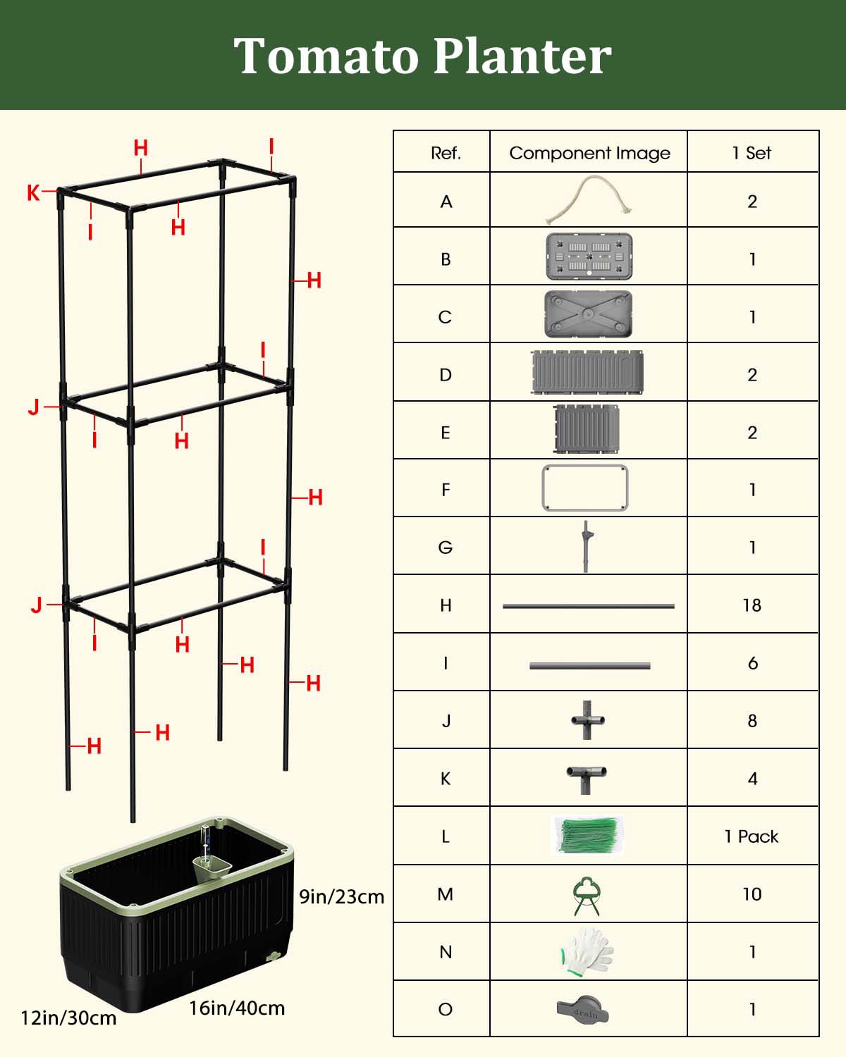 MQJIAZHI Self Watering Tomato Planter with Trellis, Rectangular Tomato Cages Trellis for Raised Garden Bed, Tomato Planters Box for Garden Pots Patio Indoor Outdoor (Rectangular, 1PC)