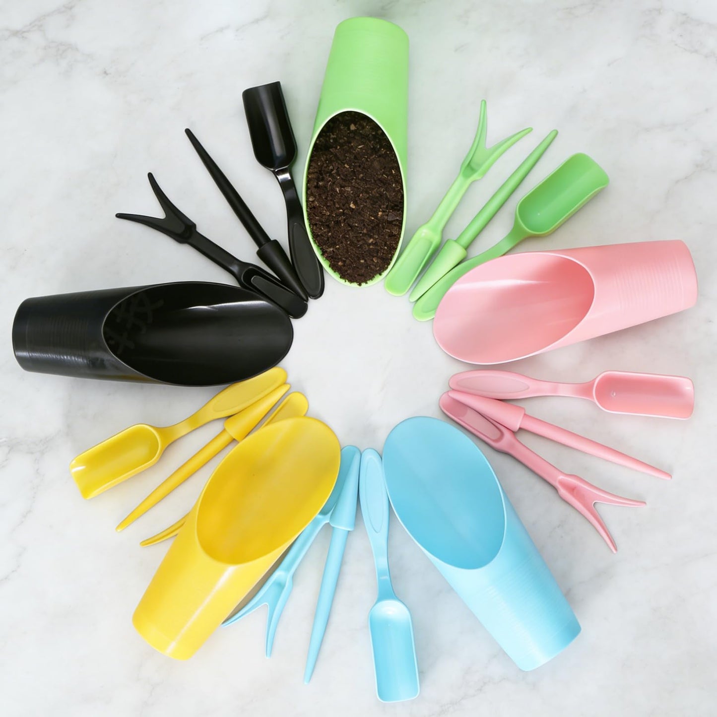 Binxus 25 Pcs Bonsai Soil Scoop Set, Small Mini Gardening Tools, Garden Hand Tools Kit for Indoor Plant Care, Succulent Planting Tools for Planting, Transplanting Digging (Colorful)