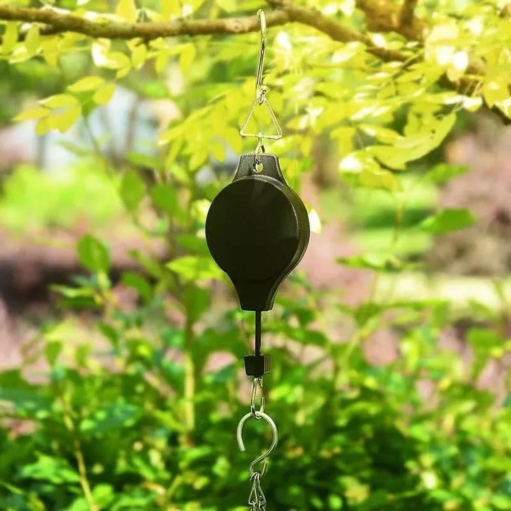 Generic Heavy Duty Adjustable Plant Hanger 6 Pack, Retractable Pulley System for Easy Height Adjustment, Ideal for Indoor and Outdoor Hanging Baskets, Pots, and Bird Feeders - Durable Black Finish