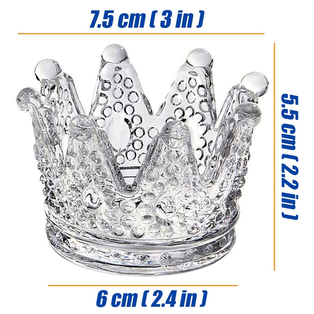 GOLDEAL 12 Pcs Crown Tealight Candle Holders,Votive Candle Holders,Clear Glass,IdealHolder for Wedding Centerpieces,Party,Dinner, Christmas Decorations