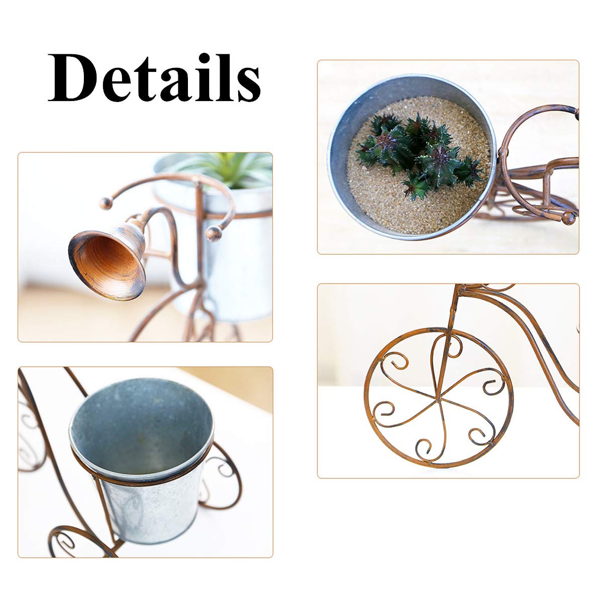 Lovely Bicycle Flower Pots Holder Plant Stand Modern Stable Metal Flower Pot Display Rack for Indoor Outdoor Balcony Home Garden Black
