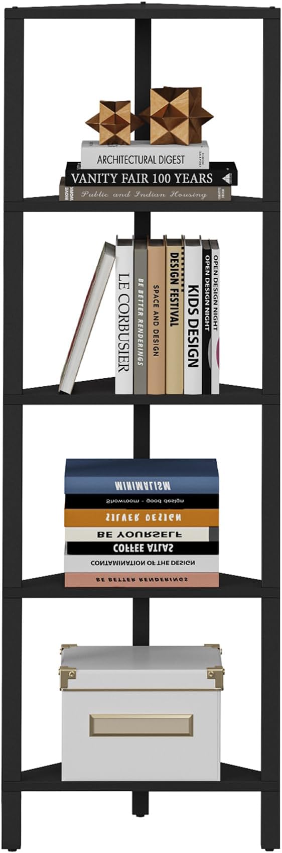 TUTOTAK Corner Shelf, 5-Tier Corner Bookshelf