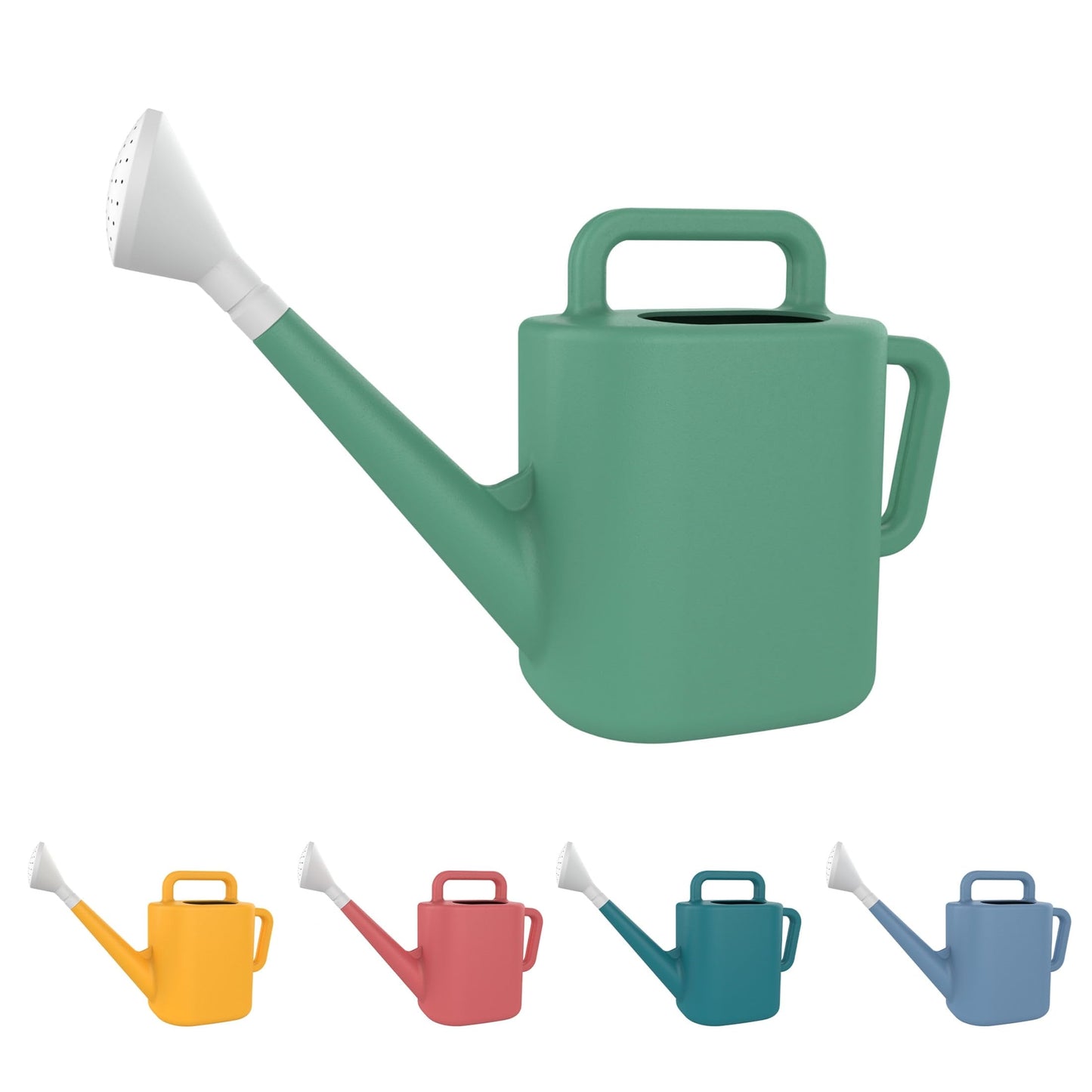2 Gallon Resin Watering Can Green Lily – Top & Side Dual Handle for Easy Carry & Pour, Offset Opening Mess-Free Refill, Sturdy Garden Watering Can for Indoor & Outdoor Plants