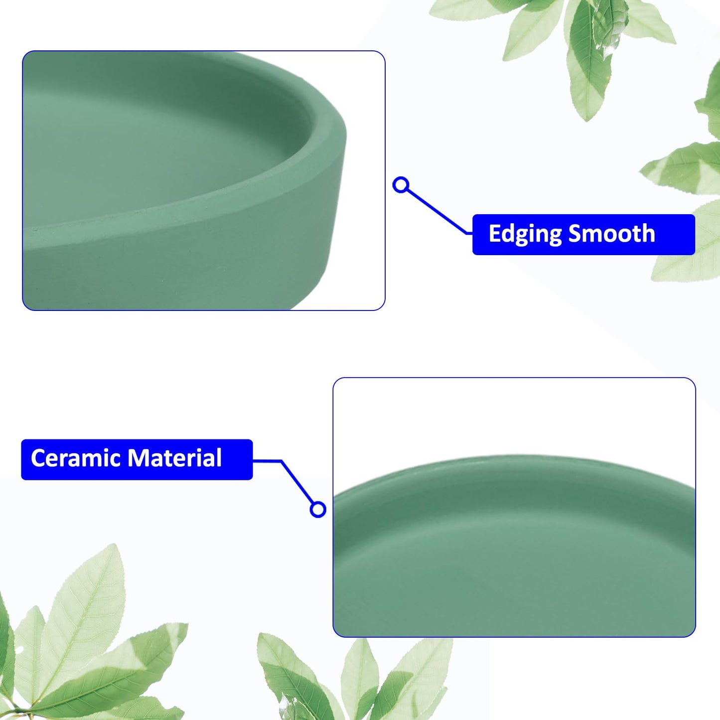 M METERXITY 3 Pack Planter Saucers - Ceramic Plant Tray Flower Pot Drip Trays Round Apply to Outdoor/Garden (4/5/6inch, Black)