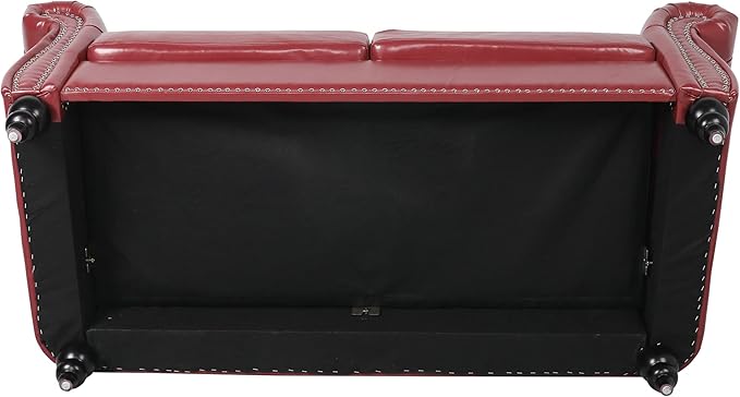 LEVNARY Leather Sofa, Chesterfield Tufted Upholstered 2 Seater Couch, Modern