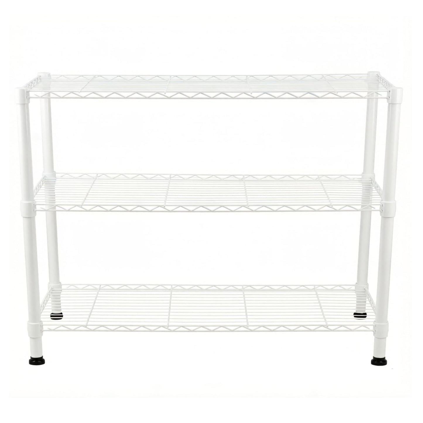 Standing Shelving Units, 36" W x 14" D x 32" H Metal Storage Shelves, Adjustable Carbon Steel Wire Shelving Rack Display Shelf for Garage Bathroom Kitchen Home Office (3-Tiers, White)