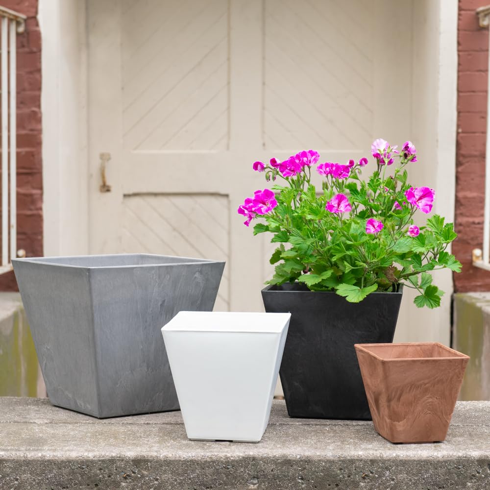 Root & Vessel 35148, Black, Ella Square Planter, 14-Inch
