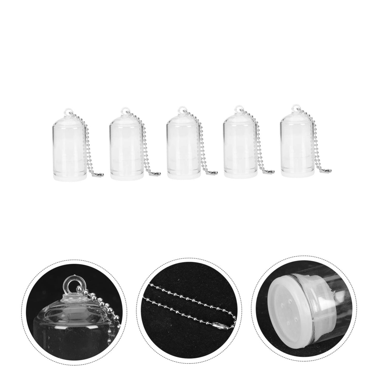 Totority 5pcs Mini Terrarium Keychain Pendant Creative Cactus Glass Cover Ornament for Bags Backpacks and Purses Lightweight and Portable Decor No Plants Included