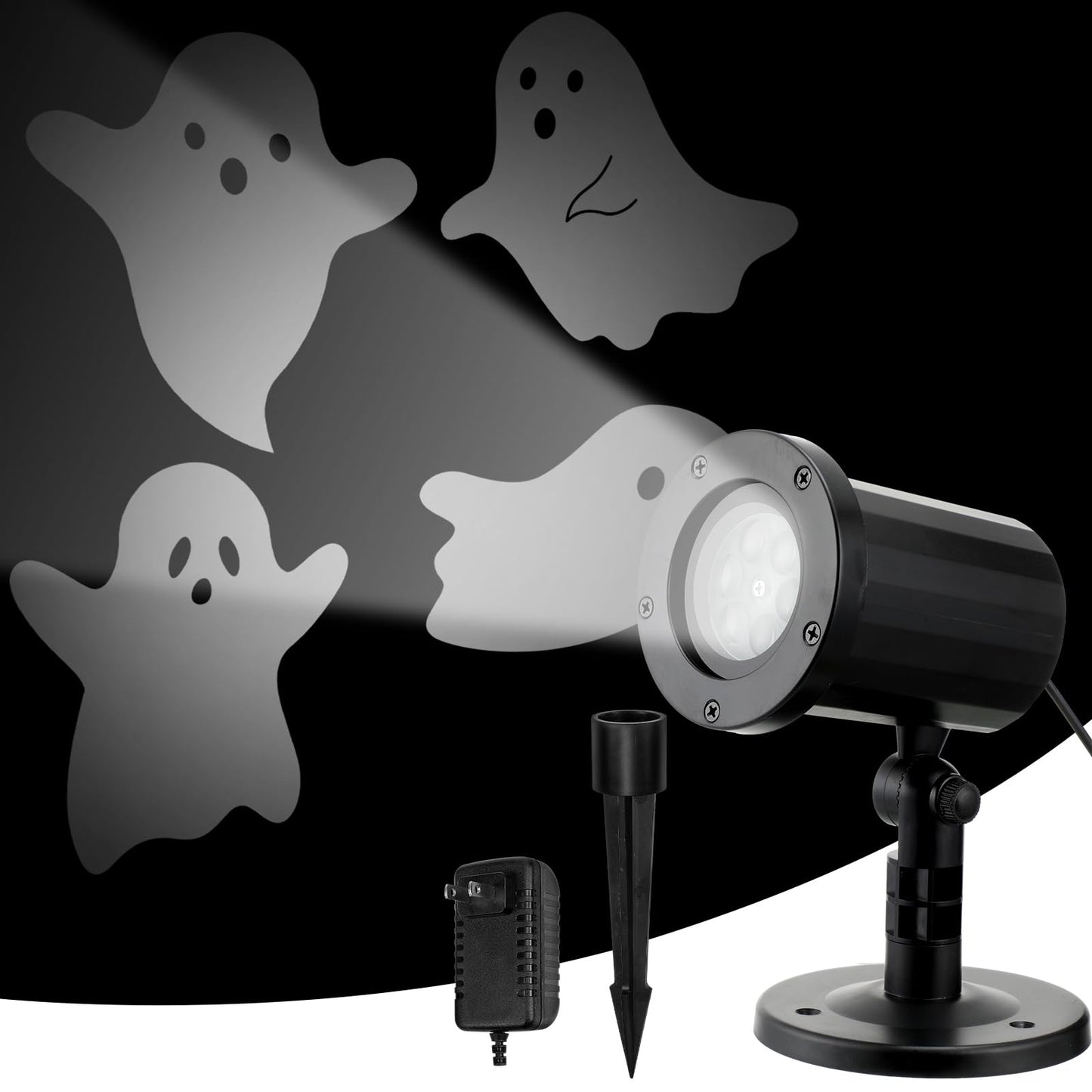 Glooglitter Halloween Projector Lights Outdoor Ghost Rotating Projector Yard Stake Lights Halloween Ghost Projector for Home Theater, Ceiling, Room, Patio, Garden, Halloween, Bedroom Decor
