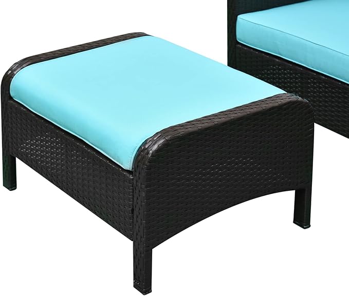 Outsunny 5 Pieces Rattan Wicker Lounge Chair Outdoor Patio Conversation Set