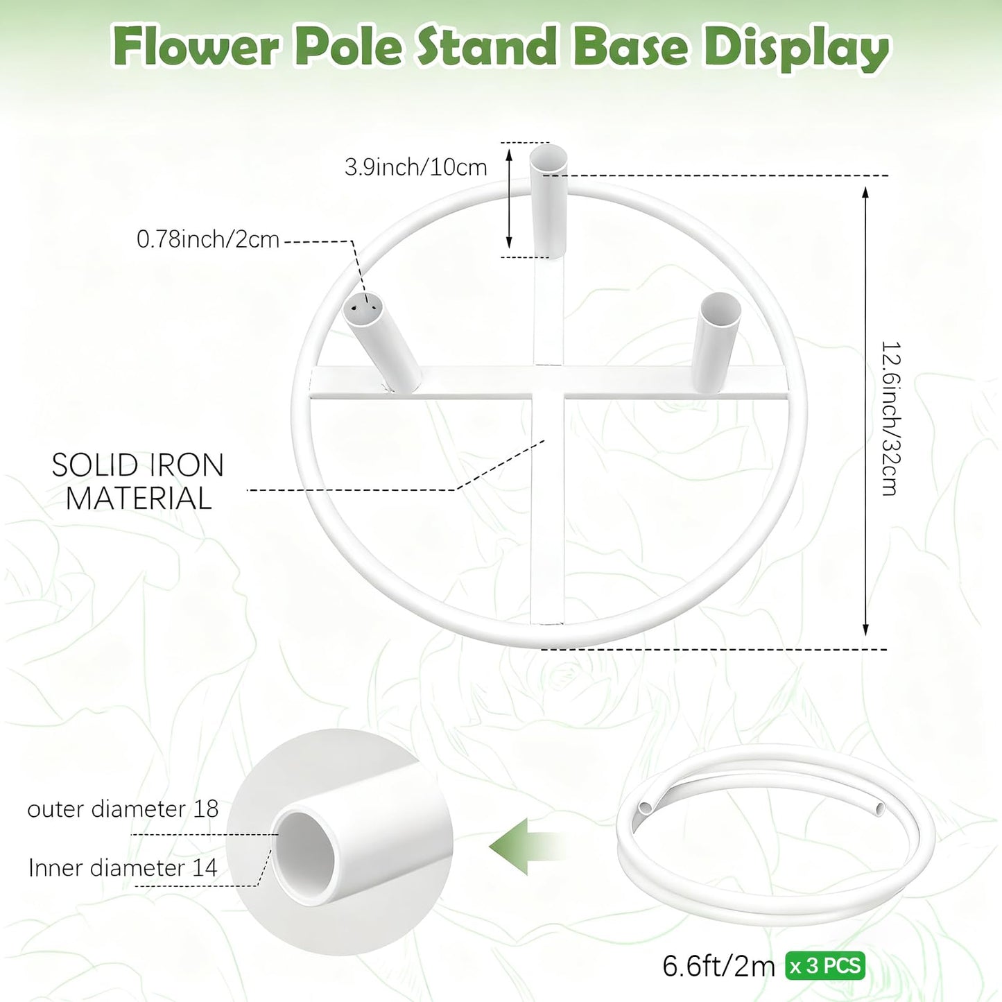 X-Kingsun 1Pack 19.69Ft Giant Flower Stand White Flexible Pipe for Decoration Flower Pole Display Stand Large Diameter PVC Pipe Stem Tubing for Crafts Floral Wedding Decor Balloon Arches DIY Crafts