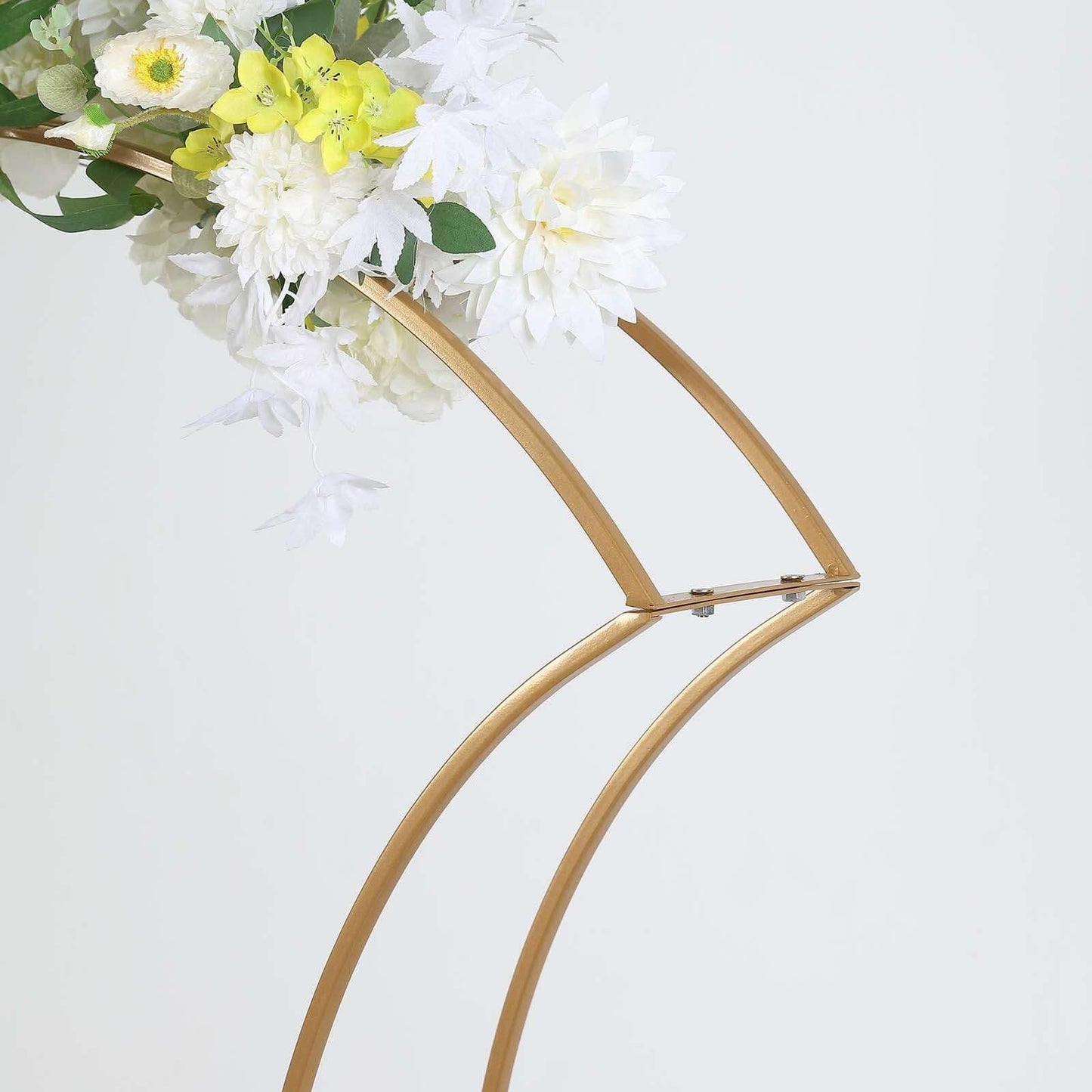 Efavormart 38" Gold Metal Floral Arch Frame Wedding Table Centerpiece Stand With Curvy Design, Large Table Display Or Aisle Prop