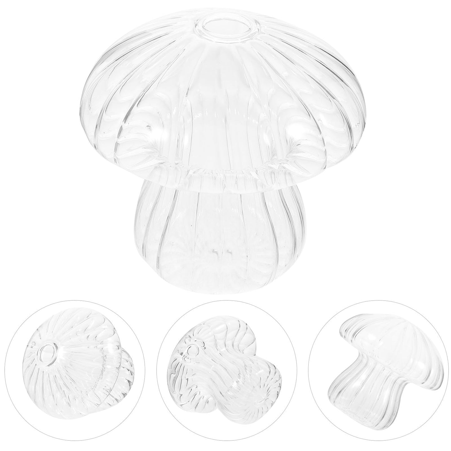 Cabilock Mushroom Shaped Glass Vase Hydroponic Flower Planter 10x10x9.3cm Decorative Home Tabletop Terrarium Vase for Indoor Plant Display