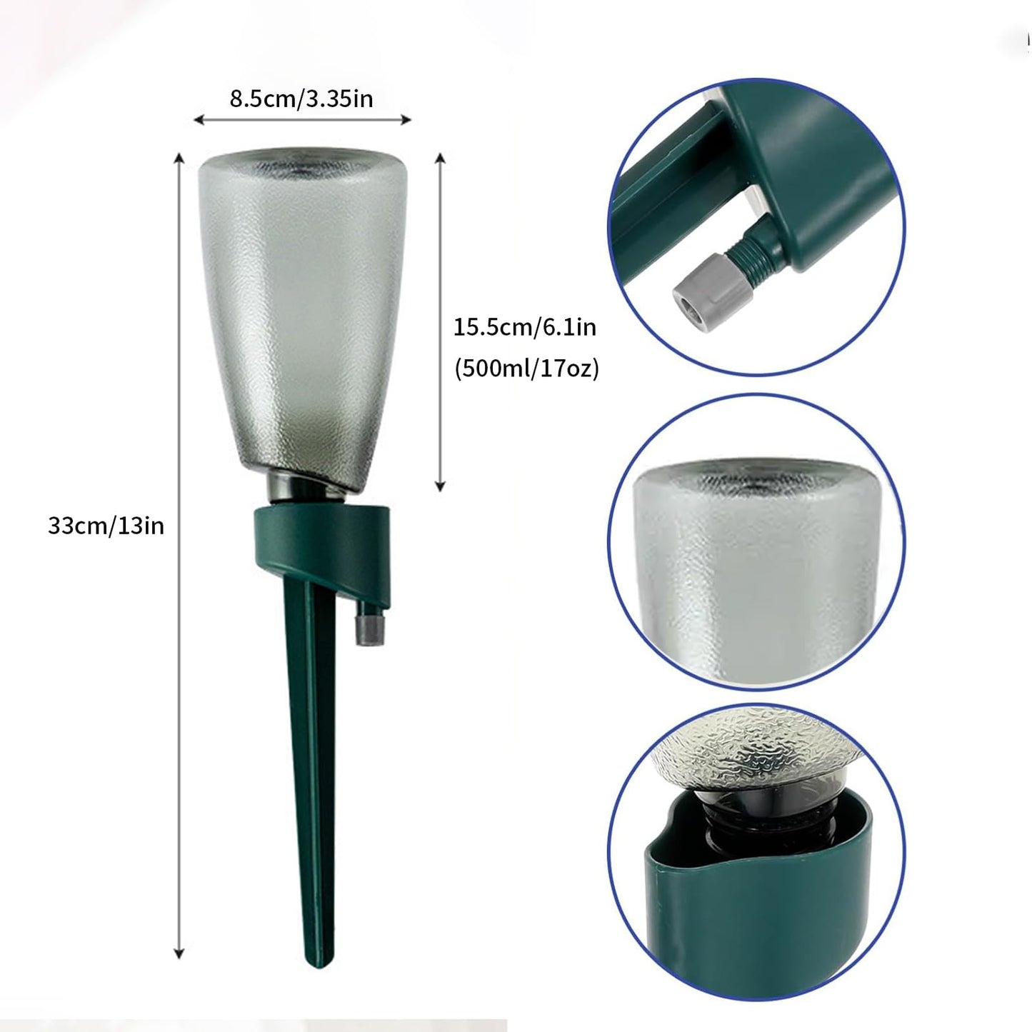2 Pcs Self Watering Planter Insert,Plant Watering Spikes Irrigation Drippers for Plants,Self Watering Stakes, Automatic Vacation Plant Waterer 17oz Plant Watering Device for Indoor Outdoor Plants