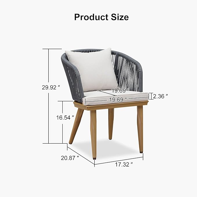 PURPLE LEAF Patio Dining Chair Set Modern Wicker Outdoor Furniture Seating