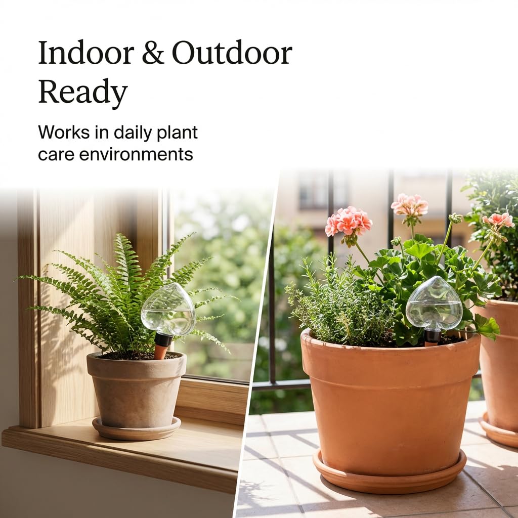 Kysren 2 Pcs Self Watering Globes for Indoor Plants - Top-Fill 6.3oz Heart Plant Watering Devices for Vacation, Clear Plastic Watering Bulbs with Terracotta Spikes