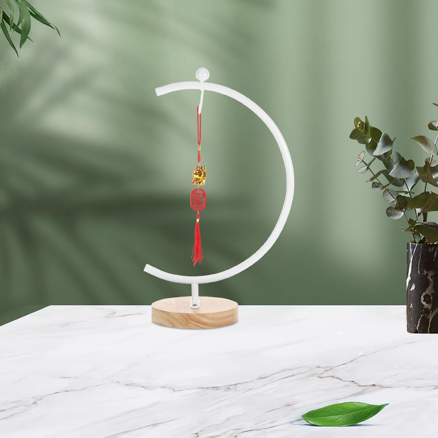 SHINEOFI Ornament Display Stand with Base Iron Hook Rack for Hanging Glass Vase Holder Terrarium Air Plant Holder Stylish Home Decor for Wedding and Office
