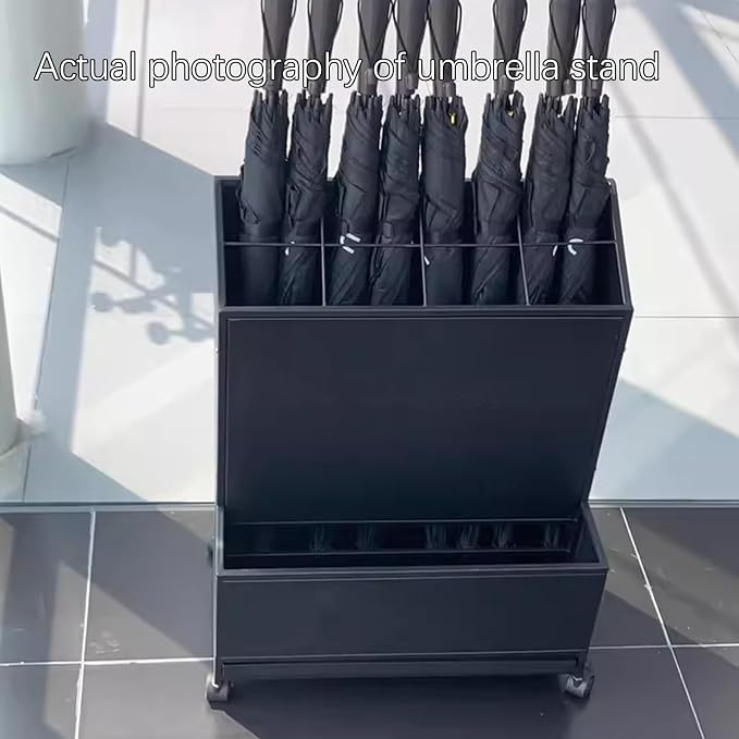 SEIFE Movable Commercial Metal Large Capacity Umbrella Holder With removable drain tray,Can hold 30 umbrellas,Indoor Entryway Umbrella stand,For Hotel,Offices,home(Gold)