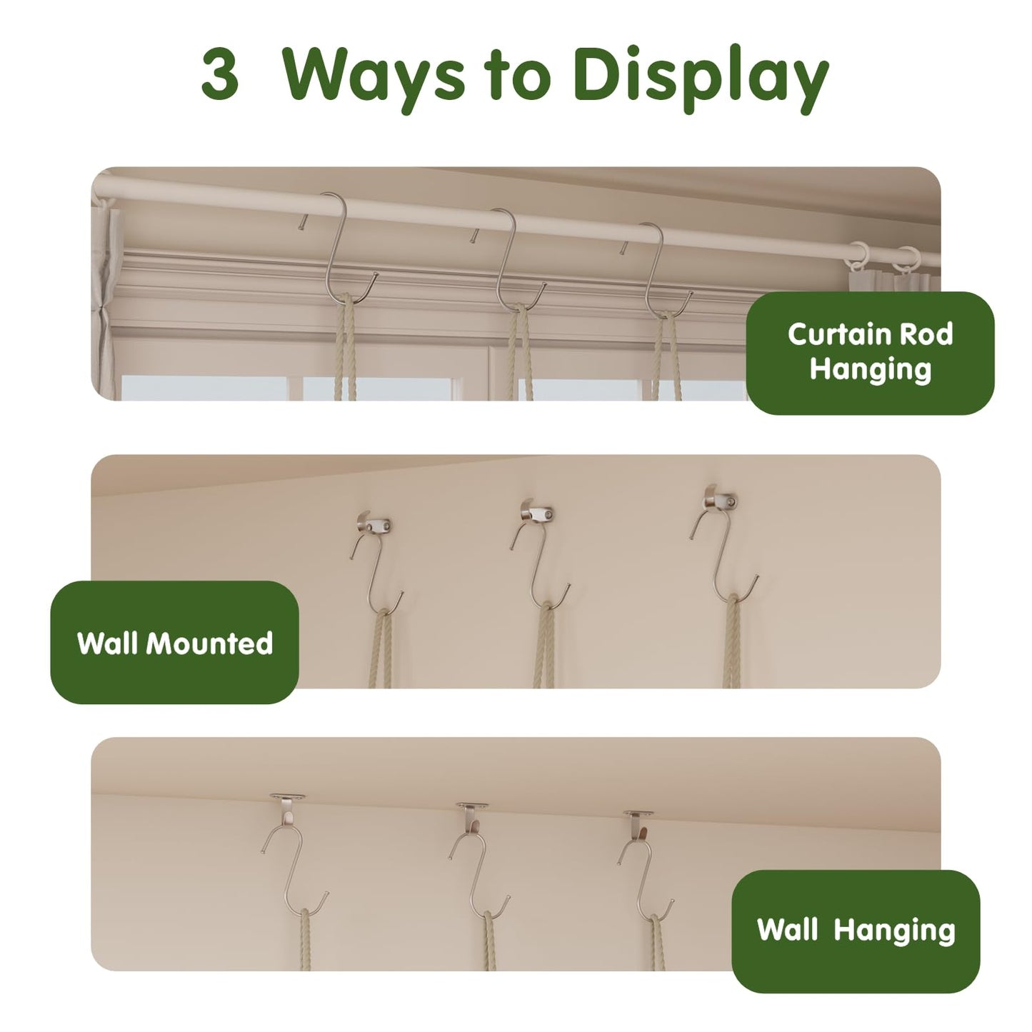Vihawke Window Plant Shelves, 8 Tier Window Sill Shelf for Plants, Macrame Hanging Plant Stand Indoor, Plant Hanger Floating Shelves, Window Plants Holder Boho Decor Living Room Bedroom Wall Decor