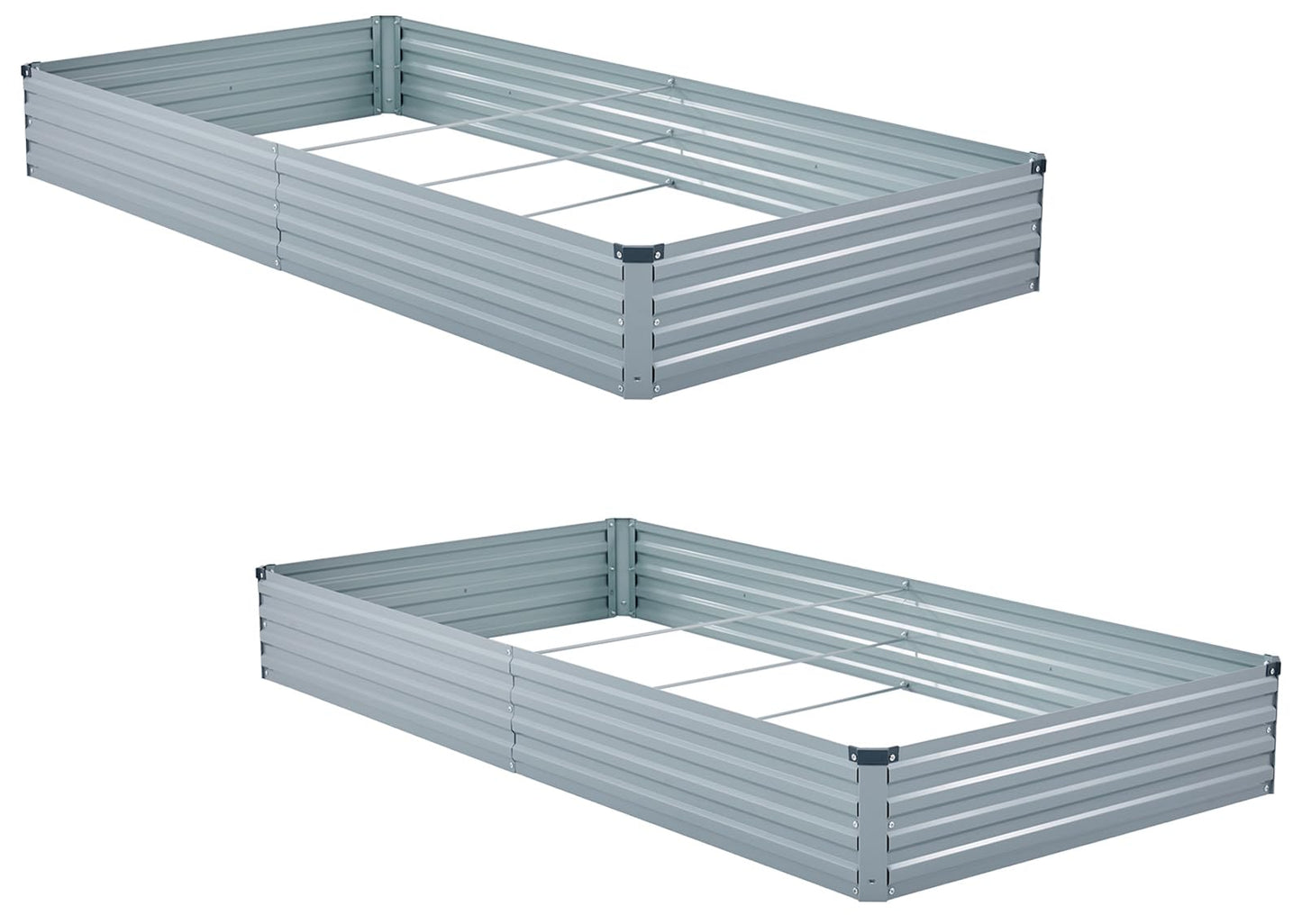 Meberam 2 Pack 6x3x1FT Galvanized Raised Garden Beds Kit Outdoor Metal Gardening Planter Box for Vegetable Elevated Flower Herbs,Gray