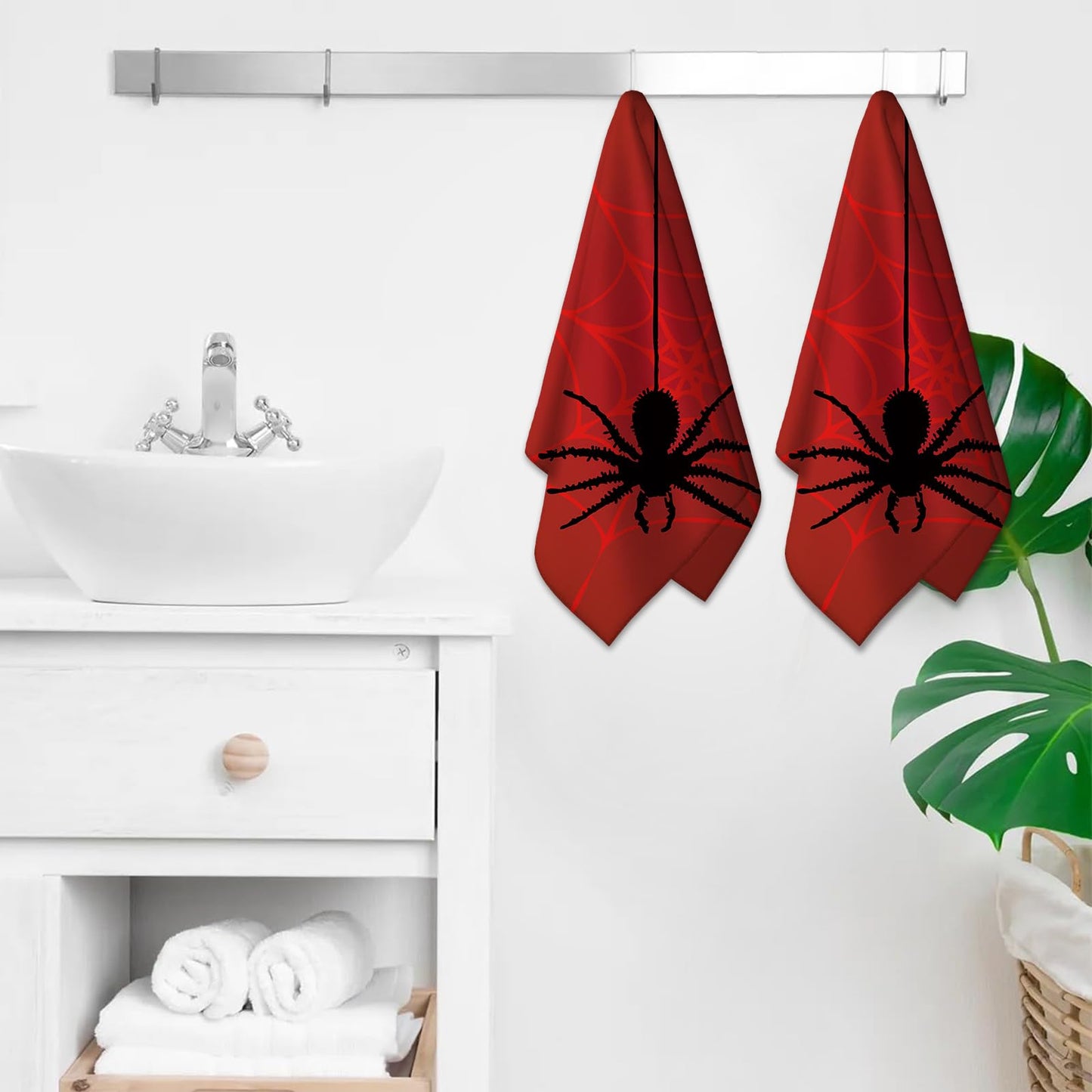 ANTJOO Spider Web Hand Towels for Bathroom,Set of 2 Soft Absorbent Breathable Halloween Bath Hand Towel for Bathroom Kitchen Hotel Gym 28 x 14 in