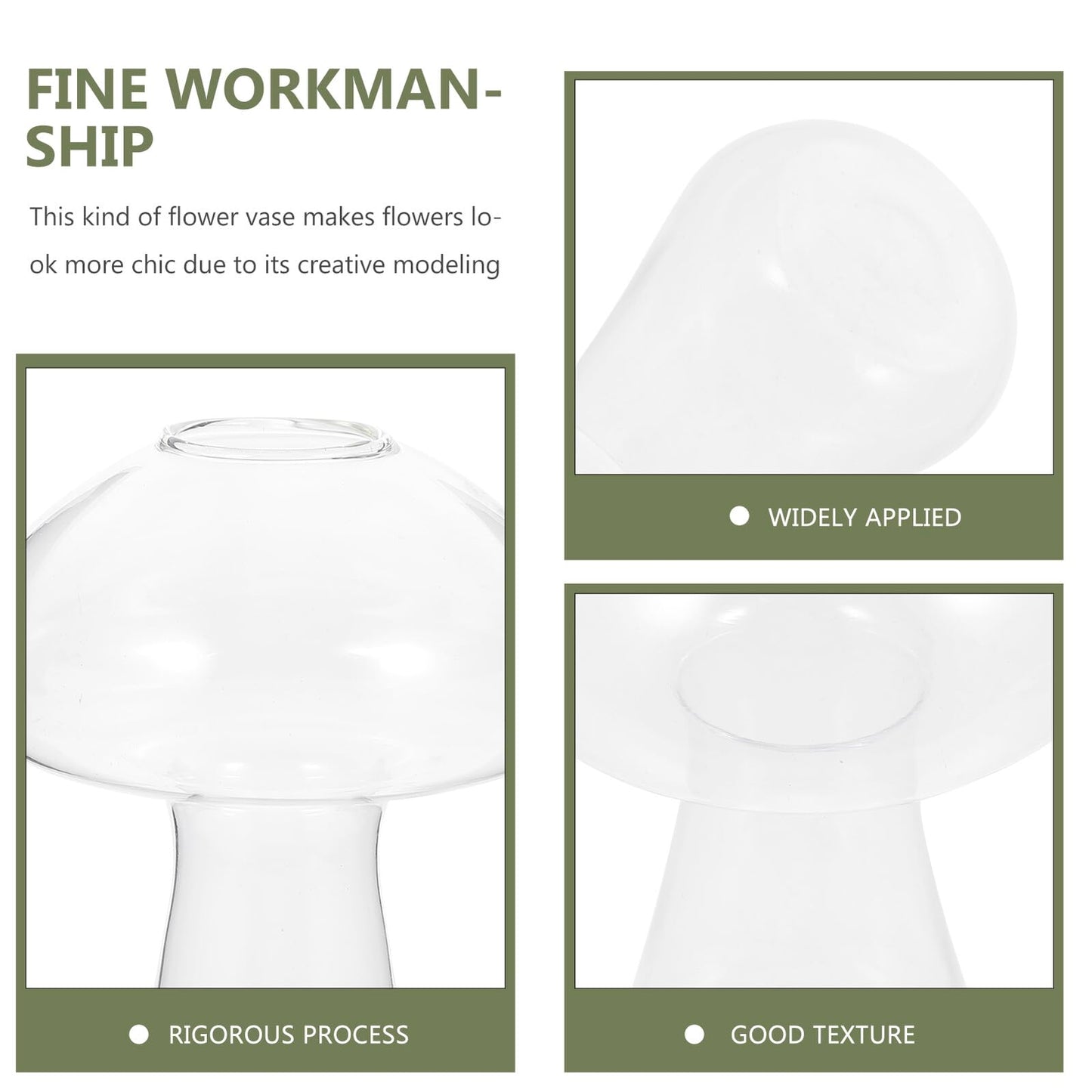 Homoyoyo Small Mushroom Shaped Glass Vase 12x8cm Decorative Flower Planter for Hydroponic Plants Indoor Home Décor Terrarium Fish Tank Propagating Pot