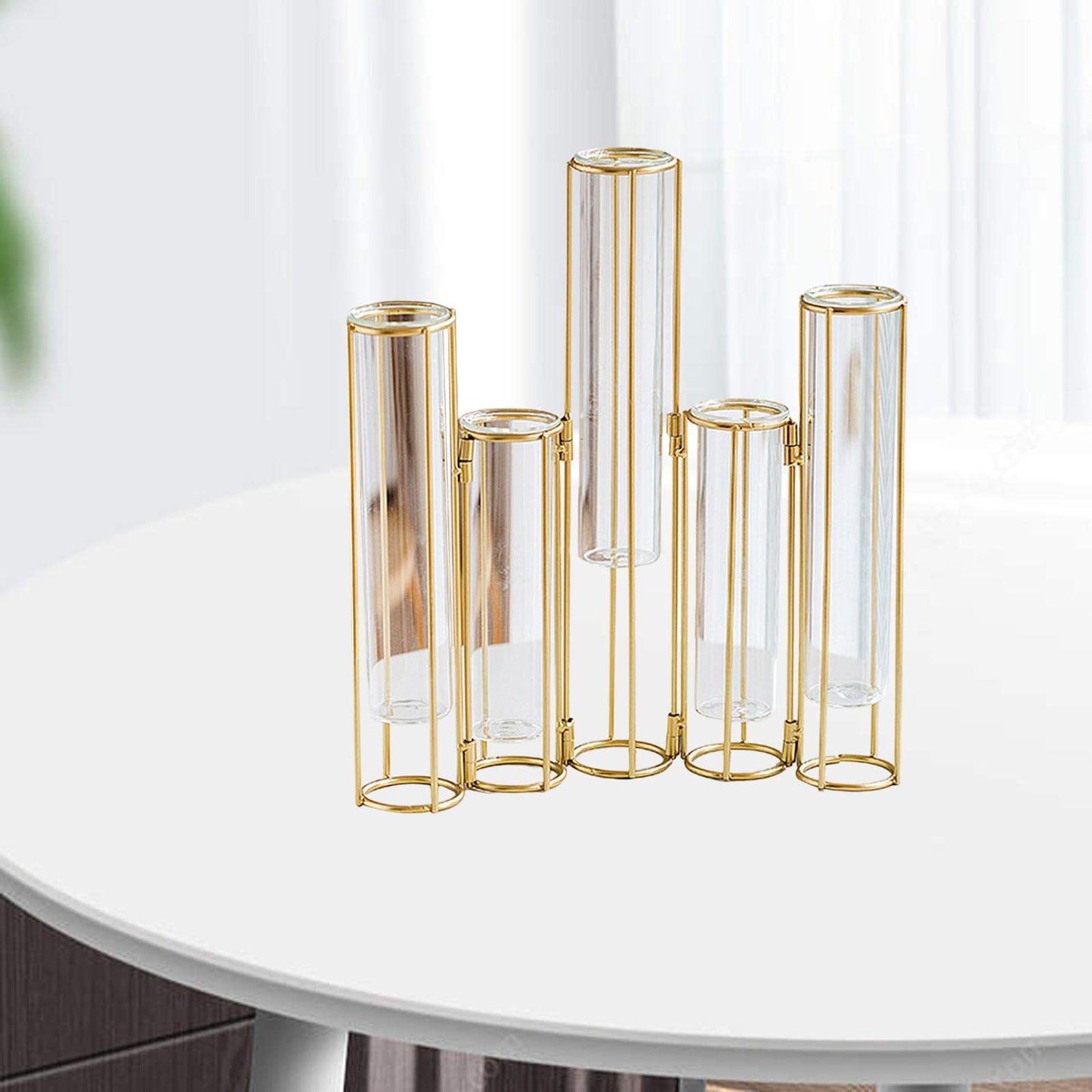 Bothyi Hinged Flower Vase, Test Tube Vase Set with Stand, Hinged Plant Vases Glass Vase, for Home Table Centerpiece