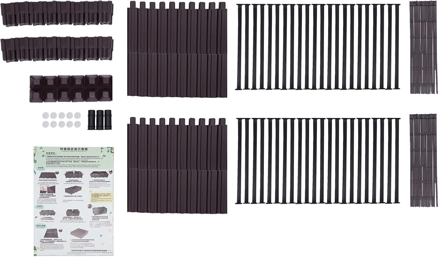 IOENC 4 Sets Raised Garden Bed, Garden, Raised Garden Beds Outdoor, Planter Boxes Outdoor, for Flowers Vegetables Flowers Growing Indoor Plants Fence Balcony Patio Gardening Supplies - Brown