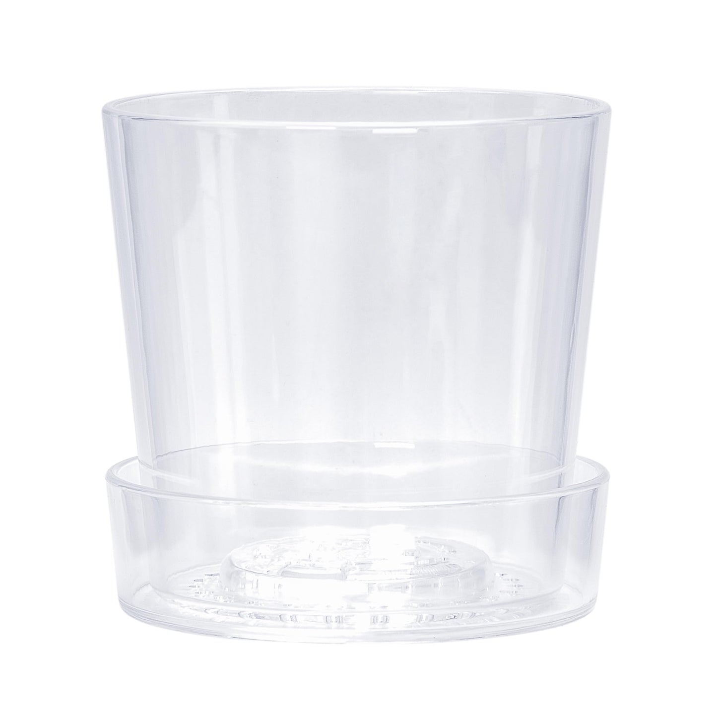 Phoenix Vine 6.5 Inch Clear Acrylic Planter Pot with Tray, Orchid Pot with Drainage Holes, Deep Saucer for Bottom Watering, Transparent Containers for Indoor Plants, Herbs, Set of 1, 91-A-F-1