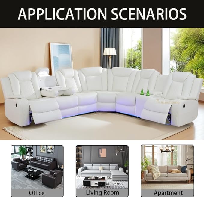 A Ainehome Power Furniture Reclining Sectional Sofa Set, Living Room Power