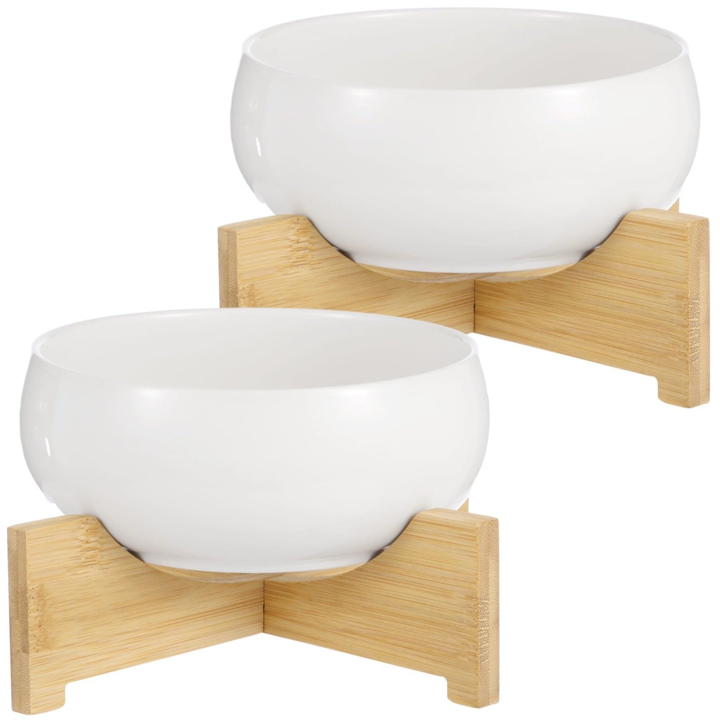 OMISTAR 2PCS Lotus Bowl Planters with Bases, White Ceramic Lotus Bowl, No-Hole Water Lily Pots for Planting Aquatic and Indoor Plants, Indoor Hydroponic Planters for Decor