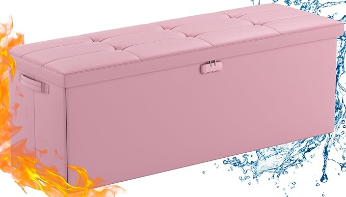 ENGPOW Storage Ottoman, Fireproof Folding Bench