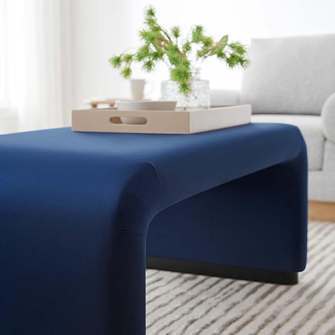 Modway EEI-6735-BLK-MID Koda Performance Velvet Waterfall Ottoman