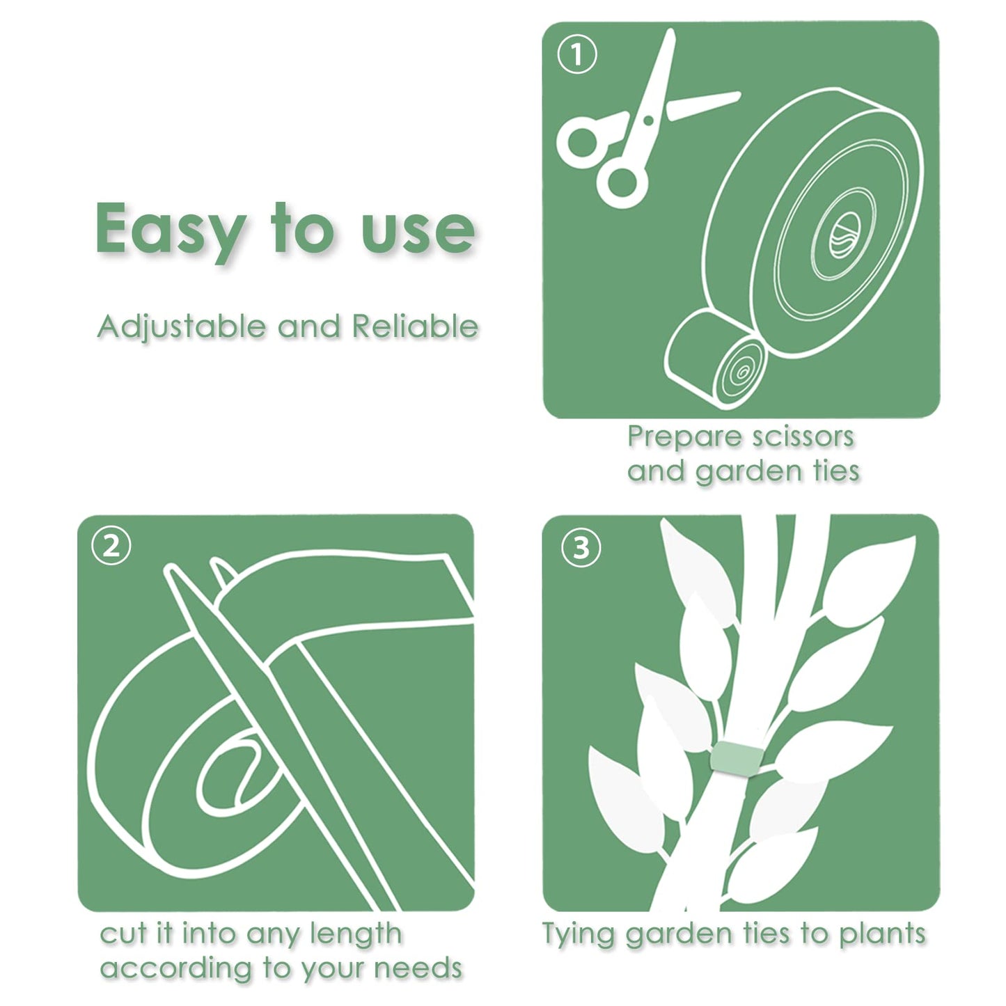 plantactic Garden Tie Green Tape, Plant Supports, Gentle On Plants (98.4ft × 0.6 inch, 1 roll, Green)