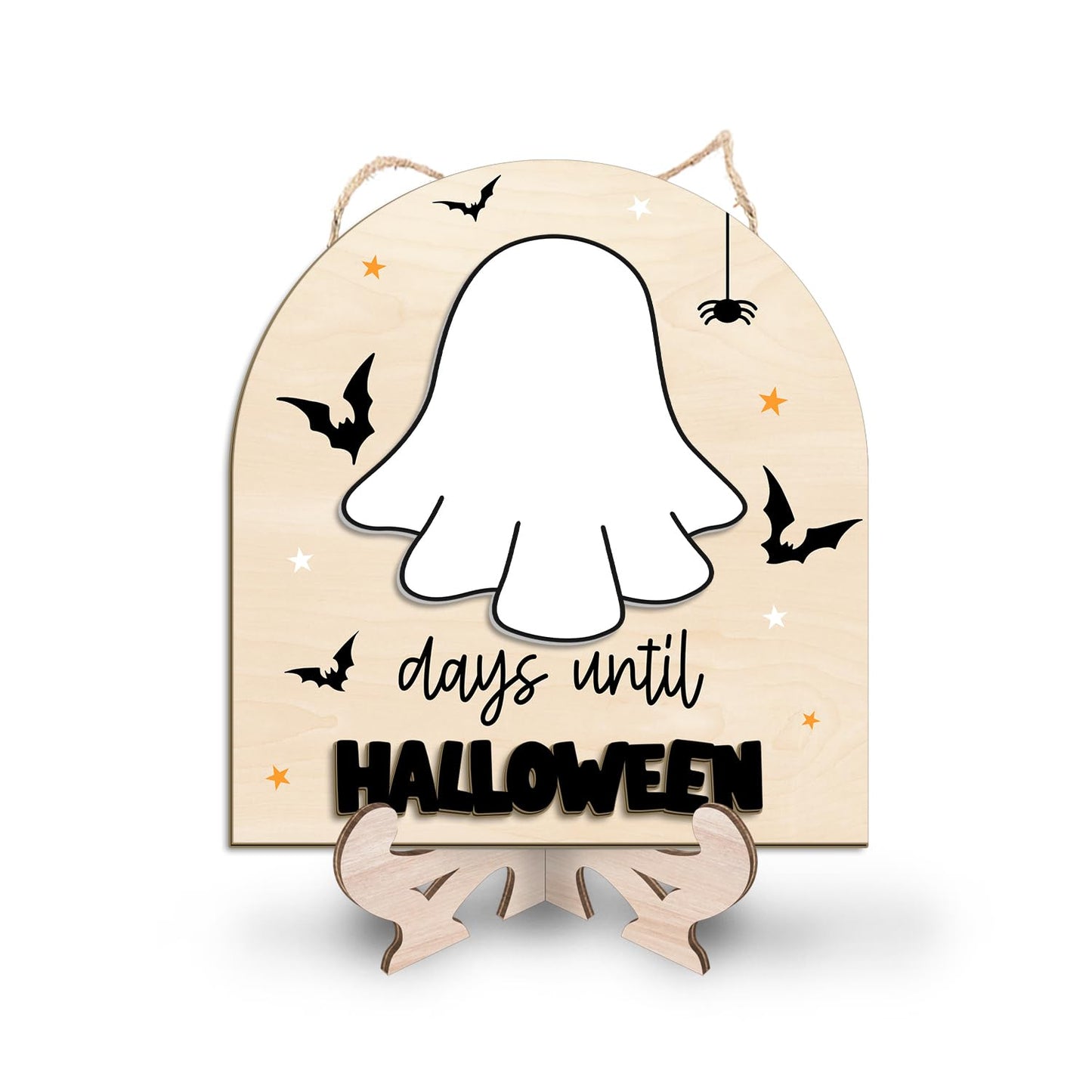 Reusable Days Until Halloween Dry Erase Board Sign for Kids Activities, Halloween Countdown Advent Wall Tabletop Decor Home Classroom Sign, Ghost Theme Decorations Indoor Tiered Tray (Marker Included)