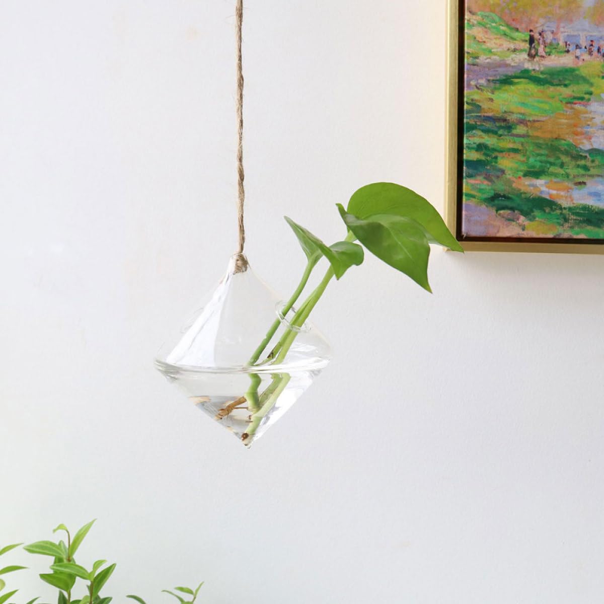 PRETYZOOM Geometric Glass Hanging Vase Set of 3, Hydroponic Planter Flower Holder for Wall Decoration, Home Glass Terrarium Plant Bottle for Indoor Home Décor
